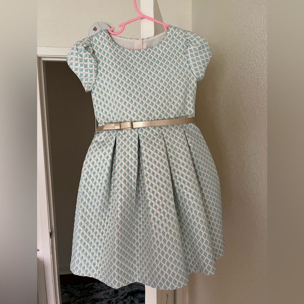 Able and Lula adorable blue and cream dress with gold belt